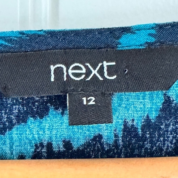 NEXT teal and navy boat neck blouse with button detail. UK 12 (US 8) - Picture 2 of 6